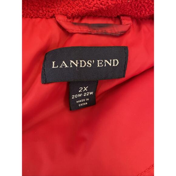 Lands' End Jacket Womens 2X Red Down Hooded Puffer Coat Insulated Warm Classic - Picture 8 of 15